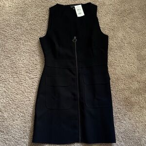 Topshop Black Mini Dress with Front Zipper